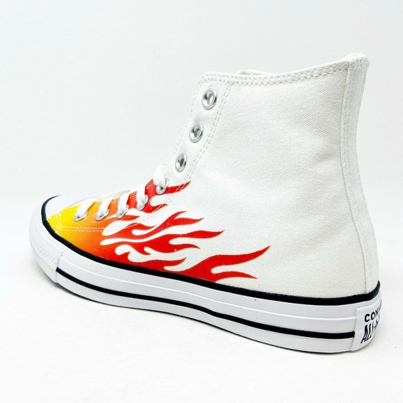 Converse Chuck Taylor All Star Hi Flames White Red Womens Sneakers 166257F - Picture 4 of 6